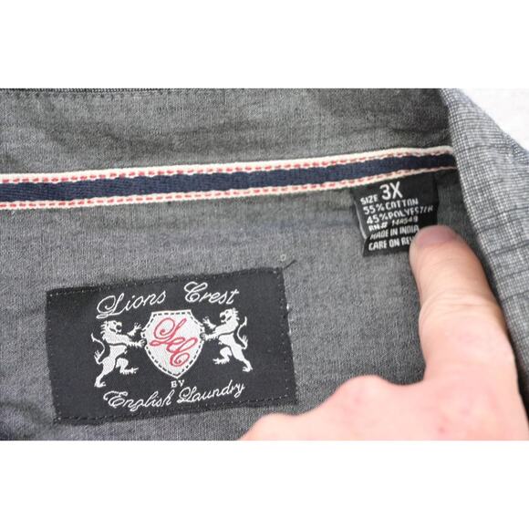 English Laundry Military Button Up Shirt Gray Cotton-Poly Short Sleeve Mens 3XL - Picture 9 of 10